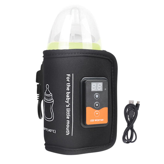 Bolsa Calentador de Botellas Tipo C Pantalla Digital USB Temperatura Ajustable 10W para el Hogar y Viaje