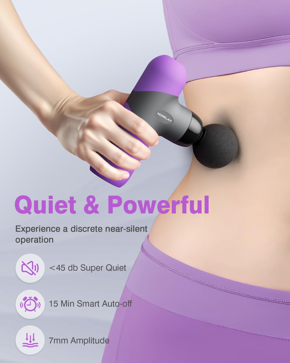 Morelax Mini Pistola De Masaje Portátil De Percusión Muscular De Tejido Profundo, Masajeador Deportivo Eléctrico De Mano Con 6 Cabezales De Masaje Y 4 Velocidades, El Mejor Regalo.