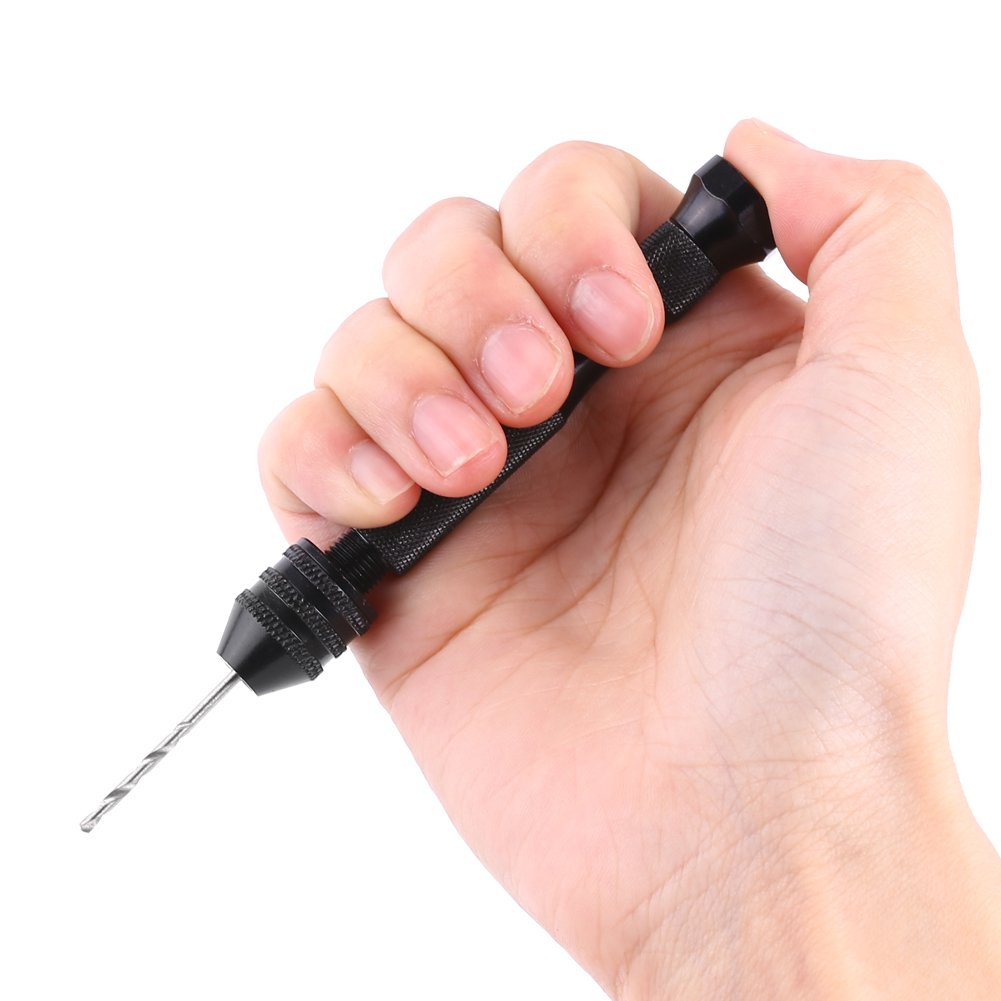 Juego de taladro de mano con tornillo tornillo con 25 puntas torcidas, mini herramientas giratorias micro ideales para modelos y pasatiempo,Taladro manual,Taladro mano,Juego brocas(negro)
