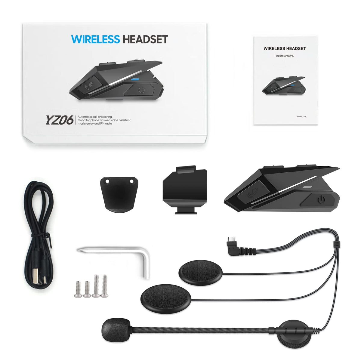 Auriculares Bluetooth VR-robot Negros para Casco de Motocicleta Impermeables con Intercomunicador Universal y Música Estéreo