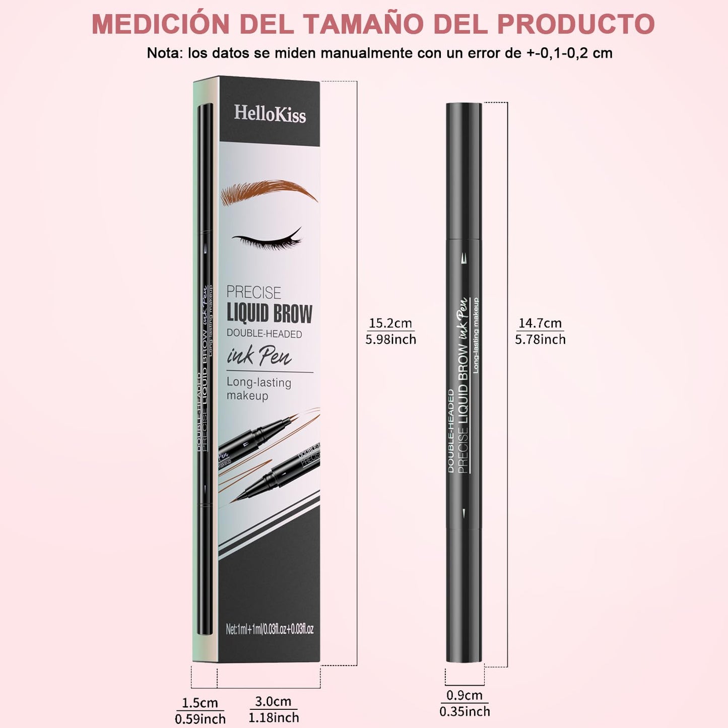 LEKOU Liquid Eyebrow Pen, 2 en 1 Dual-Ended Eyebrow Pencil, Lapiz de Cejas Larga Duracion 3D Waterproof, Plumín de Cejas Microblading para Delineador Cejas Natural (Marrón Claro)