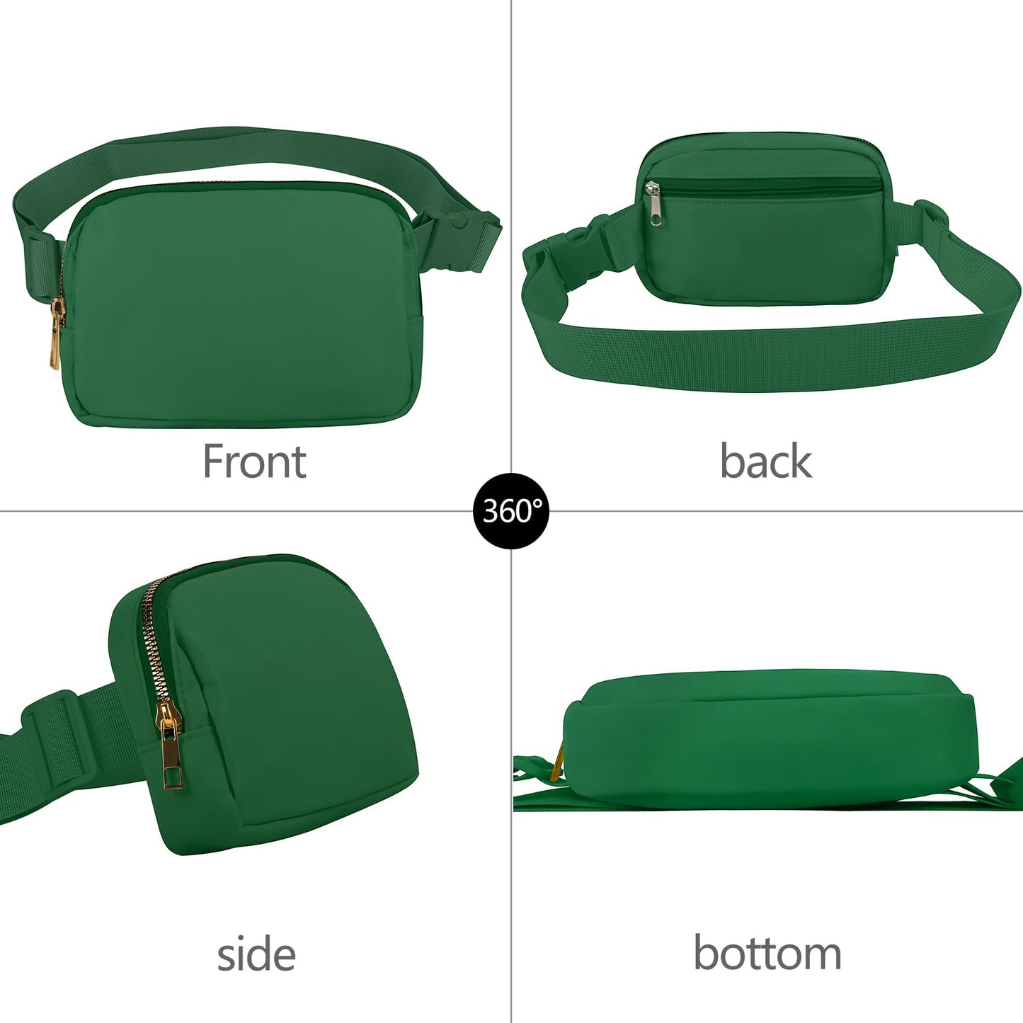 Riñonera Vorolo Verde Oscuro con Correa Ajustable para Mujeres y Hombres