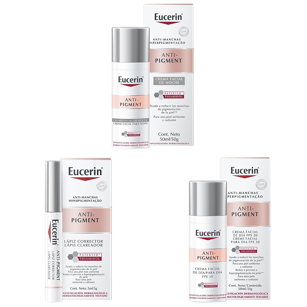 Eucerin Crema facial hidratante noche anti manchas Anti Pigment, 50ml + Lápiz corrector anti manchas Anti Pigment Spot Corrector, 5ml + Antipigment Crema Día Fps 30+ 50ml