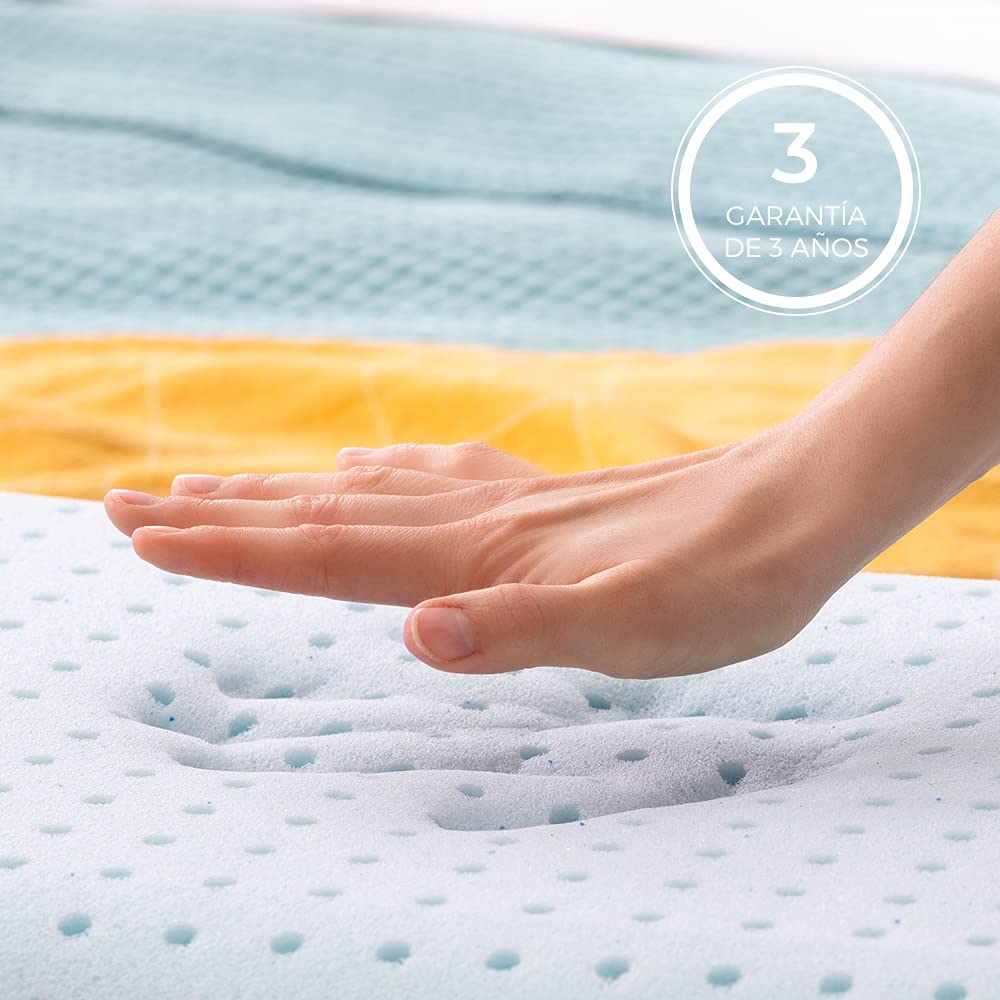 Linenspa - Almohada de Memory Foam con Gel Refrescante - Hipoalergénica - Funda Lavable - Diseño Ventilado y Antibacterial - Ideal para Dormir de Lado, Boca Arriba o Boca Abajo - Tamaño Queen