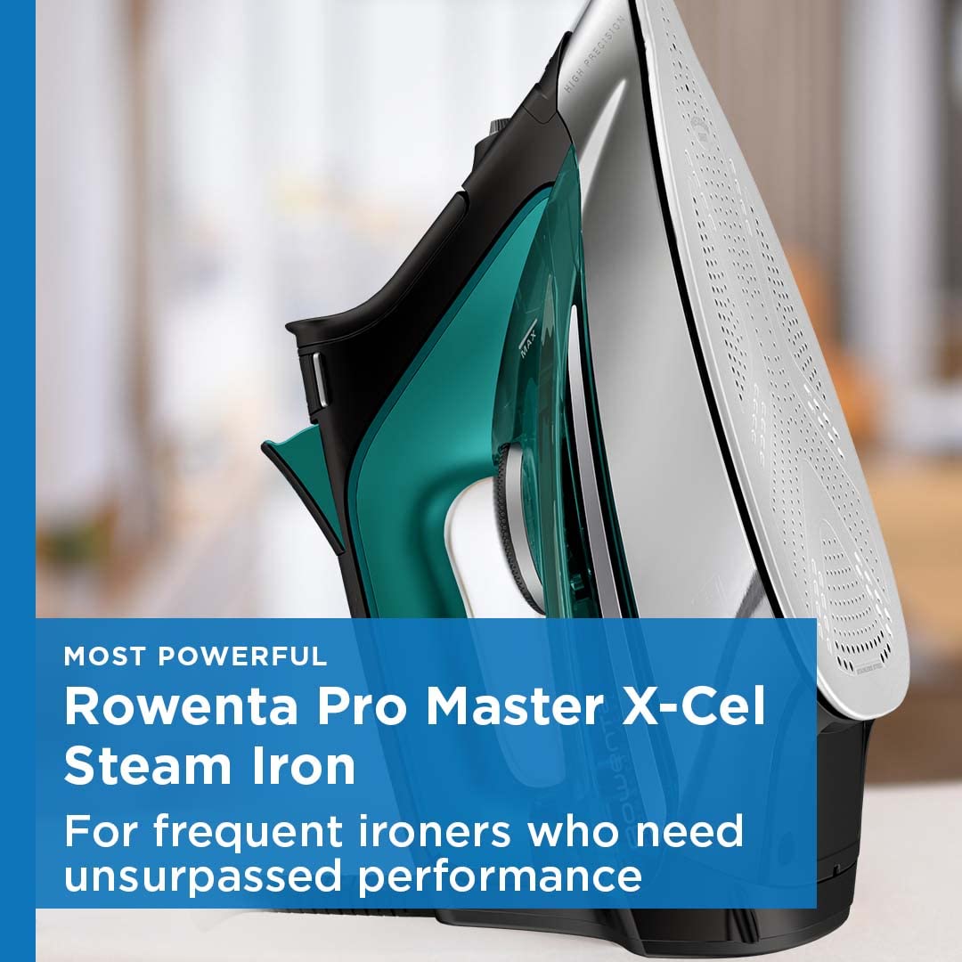 Rowenta Plancha de vapor Pro Master Xcel Steam Iron. Capacidad de 310 ml, resultados profesionales en casa, diseño ergonómico. Verde, plata y negro, DW8360U1