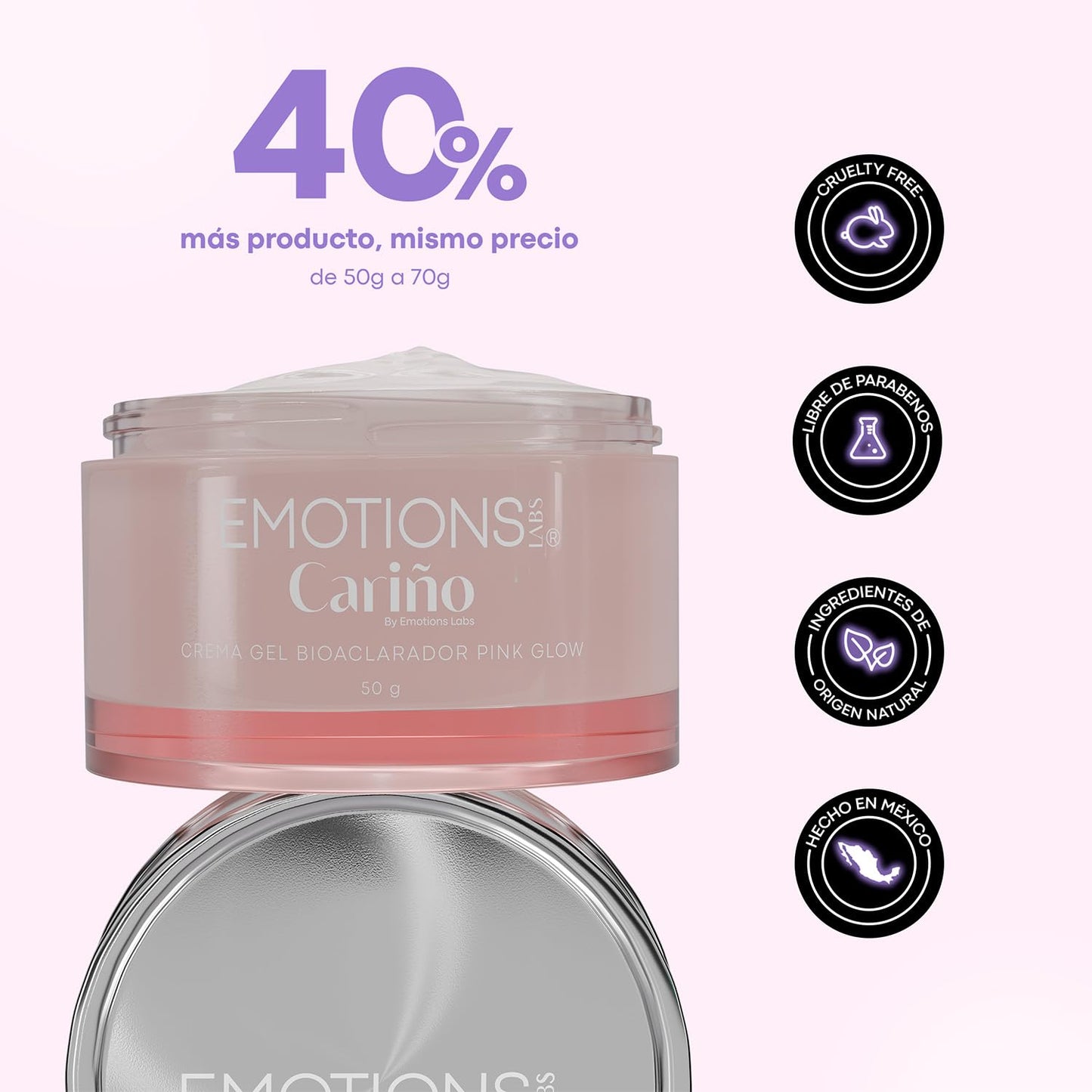 Crema Facial en Gel Emotions Labs Cariño Niacinamida y Vitaminas para Piel Sensible