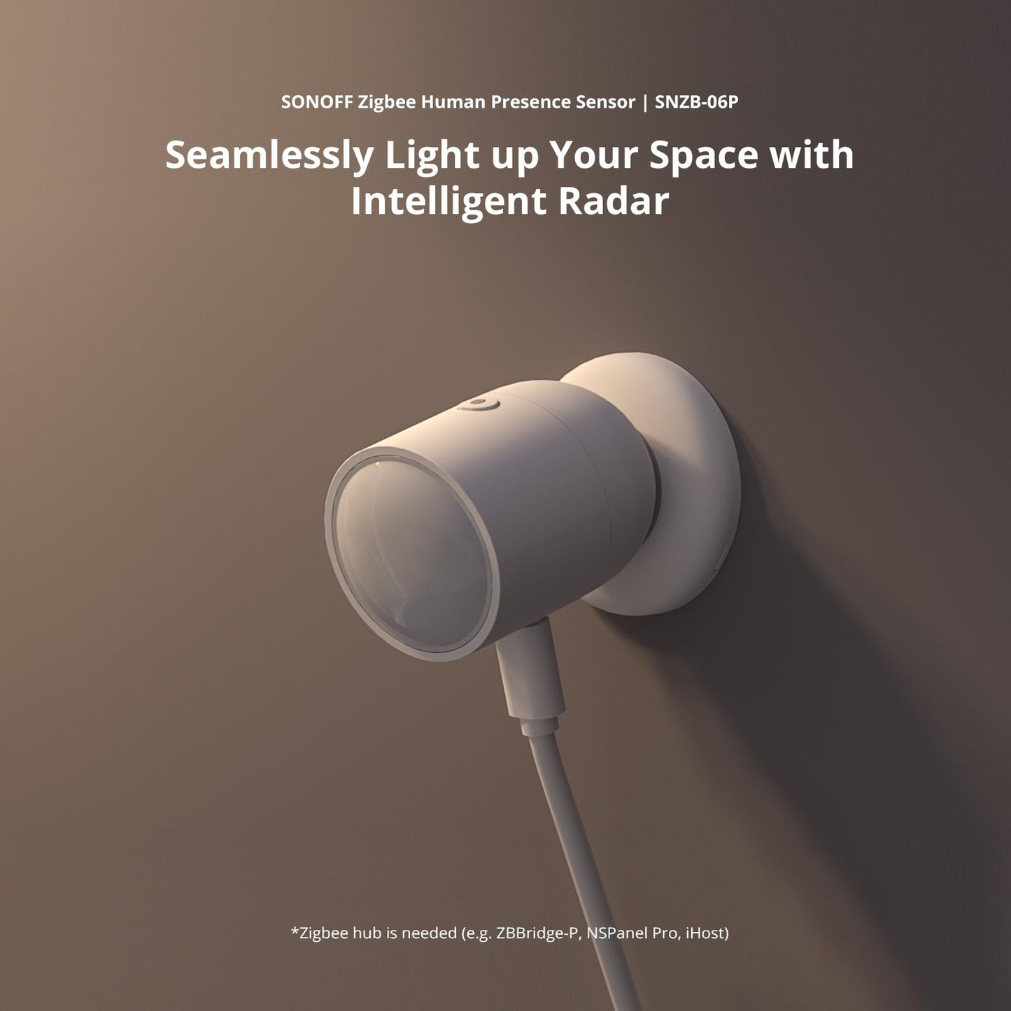 Detector de Movimiento SONOFF SNZB-06P Blanco con ZigBee para Asistencia Humana Compatible con Alexa y Google Home