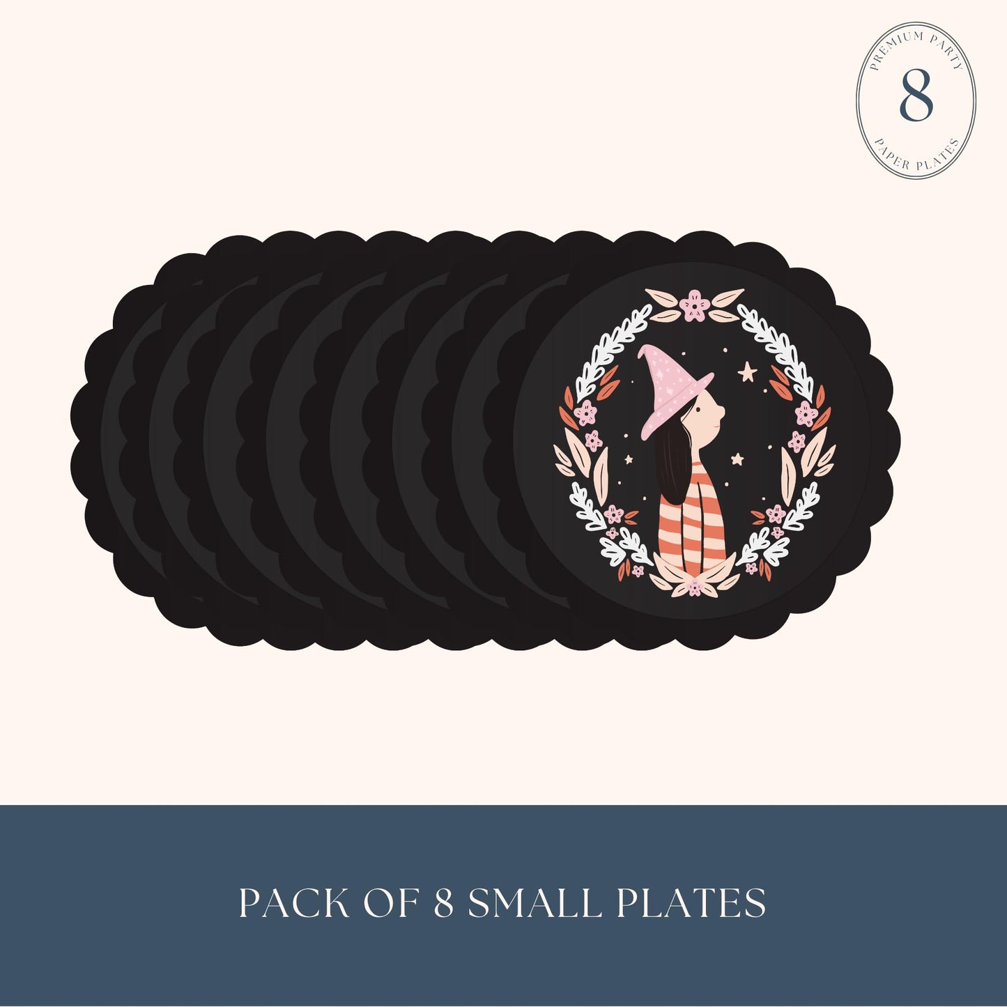 Bonjour Fete - Platos desechables, platos para pasteles, platos de postre, Halloween para niños, decoraciones | 8.5 pulgadas de profundidad (paquete de 8)