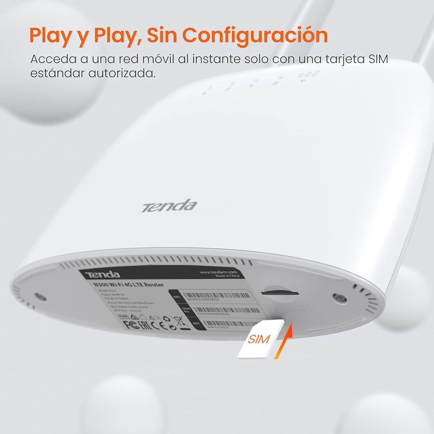 Router Wi-Fi 4G Tenda 300 Mbps con Ranura SIM y Puertos RJ11, Antenas Desmontables y Monitoreo de Tráfico de Datos