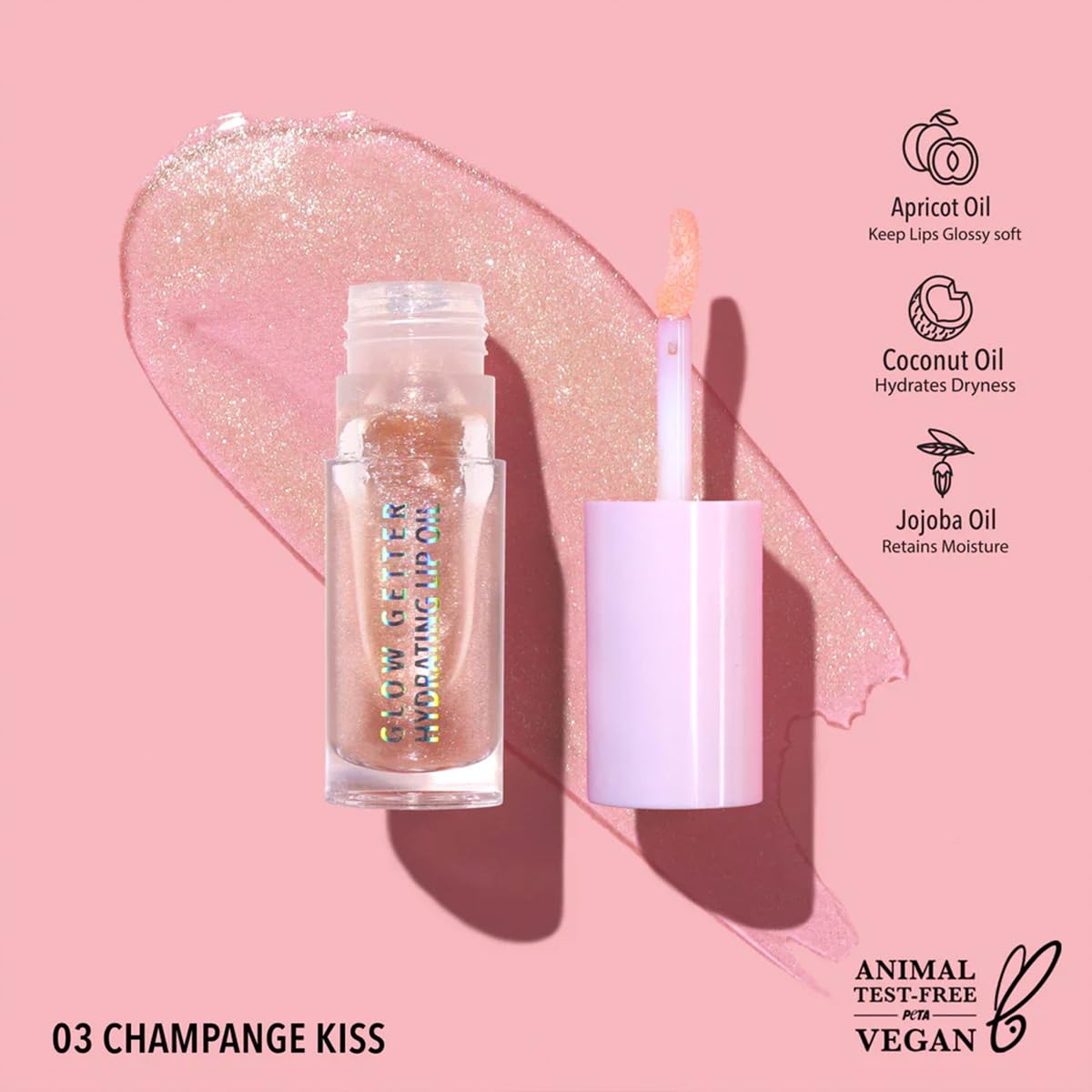 Moira Glow Getter Hydrating Lip Oil Aceite Labial Hidratante Varios Tonos (CHAMPAGNE KISS)