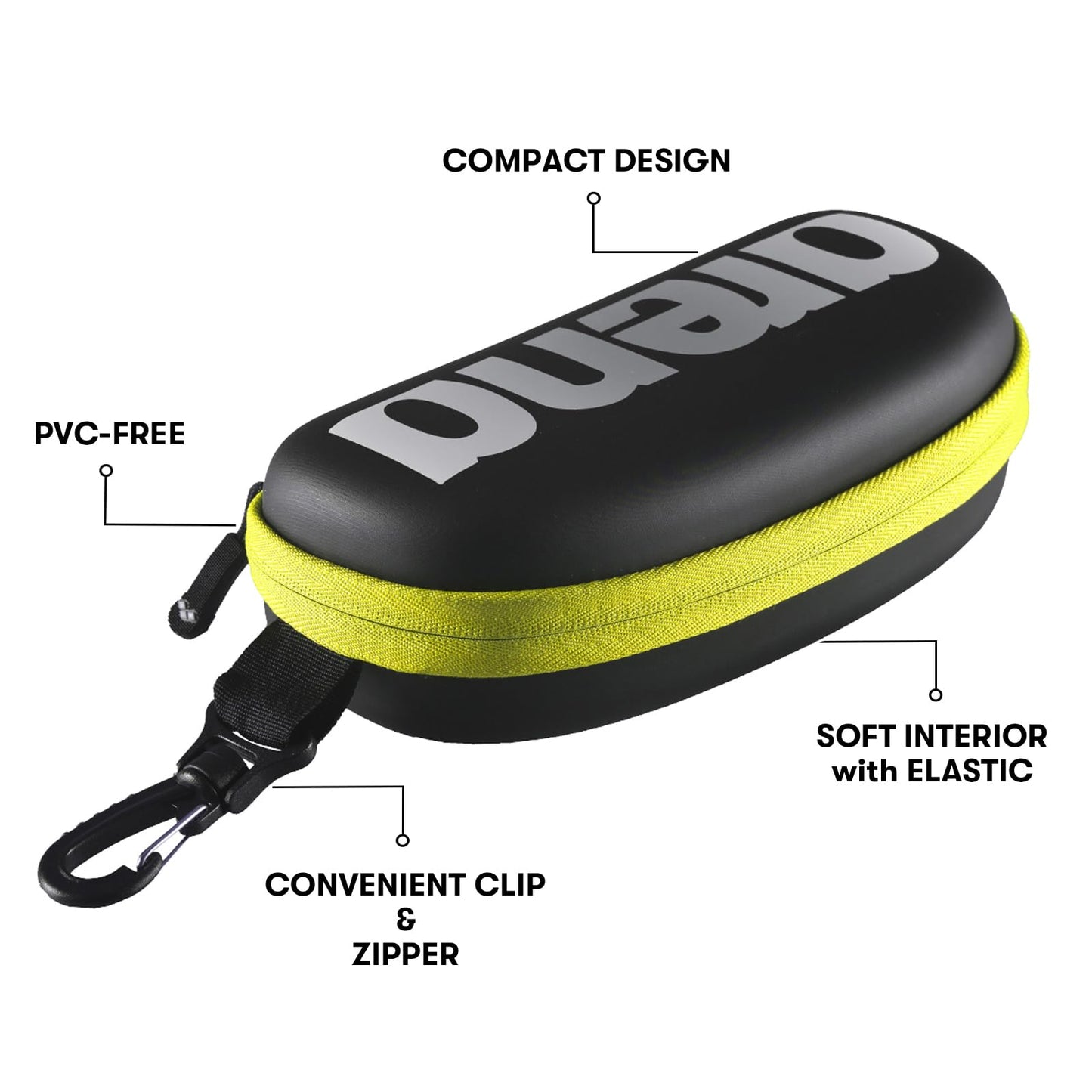 Arena Goggles Natación Goggle Case única, Negro/ Amarillo