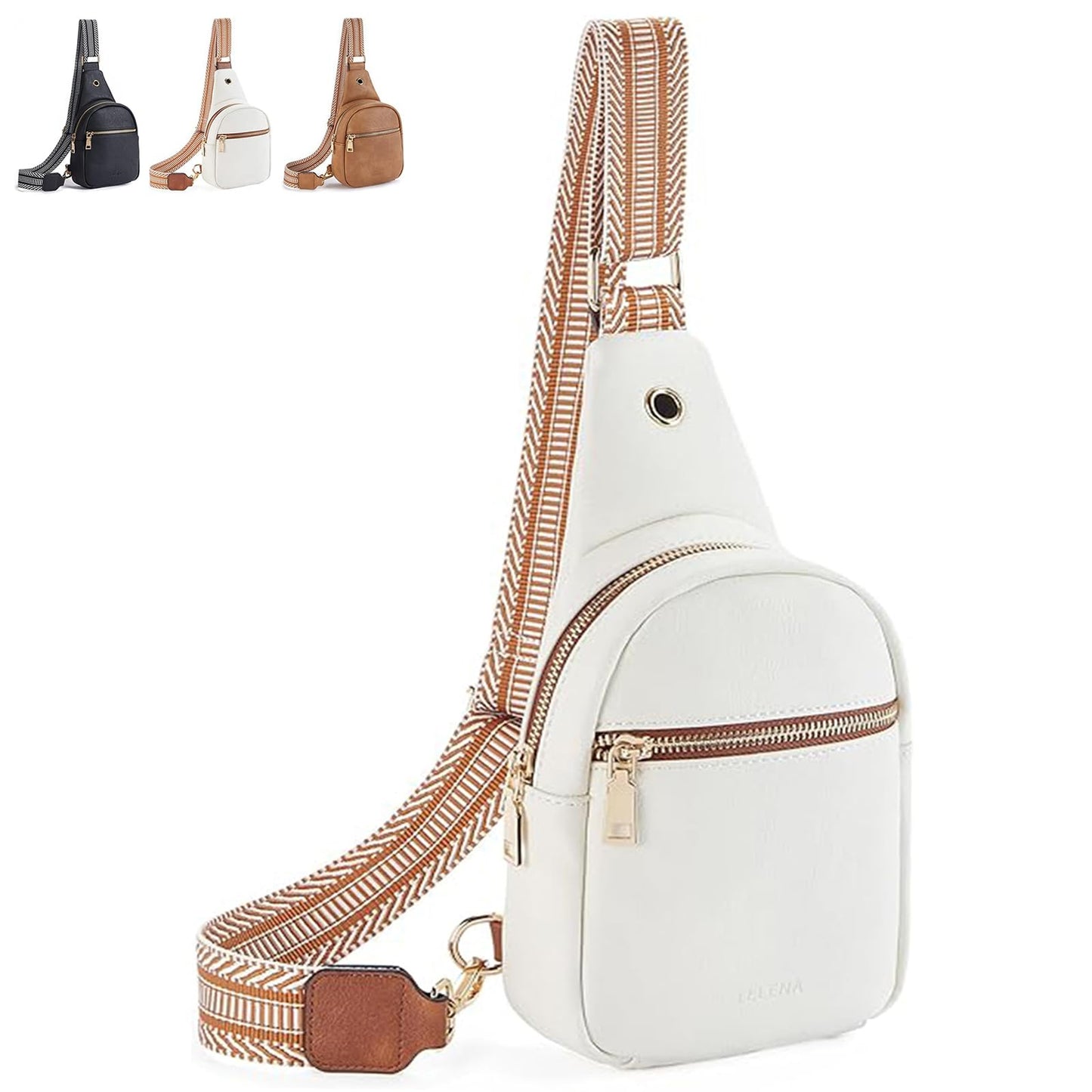 Riñonera de Piel Moda Deportiva Blanco con Correa Ajustable para Mujer