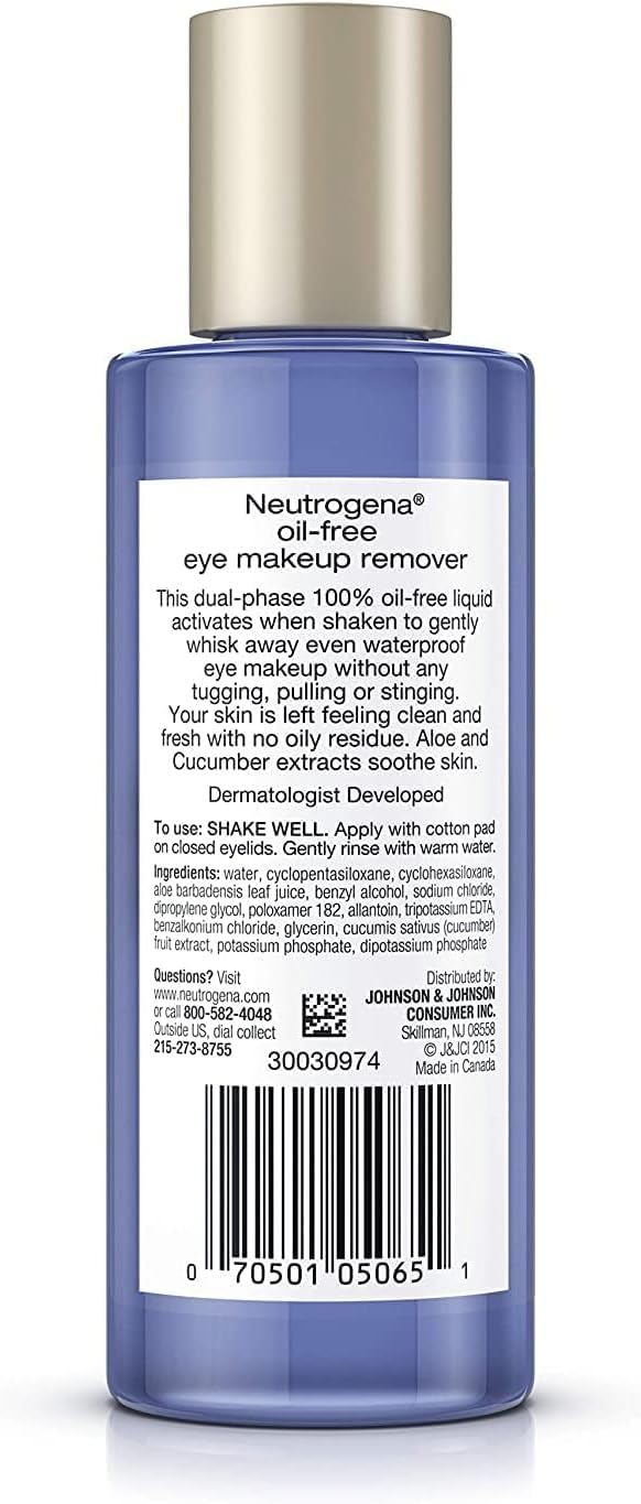 Neutrogena Limpiador de maquillaje de ojos sin aceite, 5.5 onzas líquidas (paquete de 3)