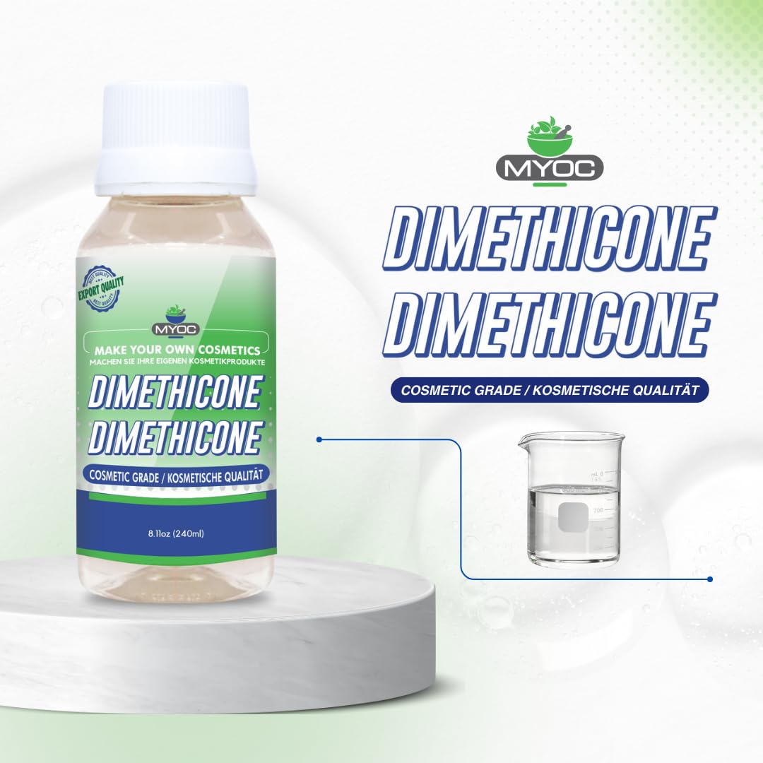 Myoc Dimethicone – Cosmetic Grade | Silicone-Based Emollient for DIY Skincare, Haircare & Personal Care Formulations | 8 FlOz / 240ml