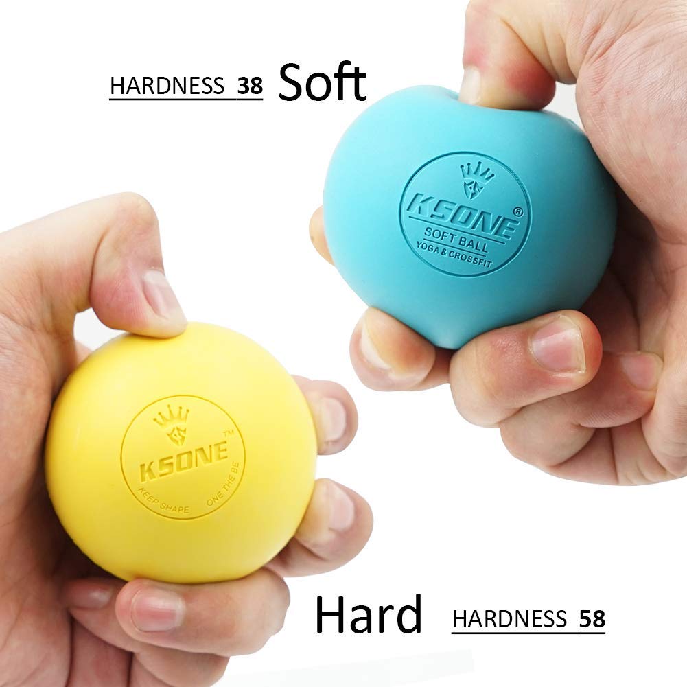 KSONE Lacrosse - Juego de bolas de masaje muscular, rodillo de masaje profundo, bola de masaje dura y suave con mini bola