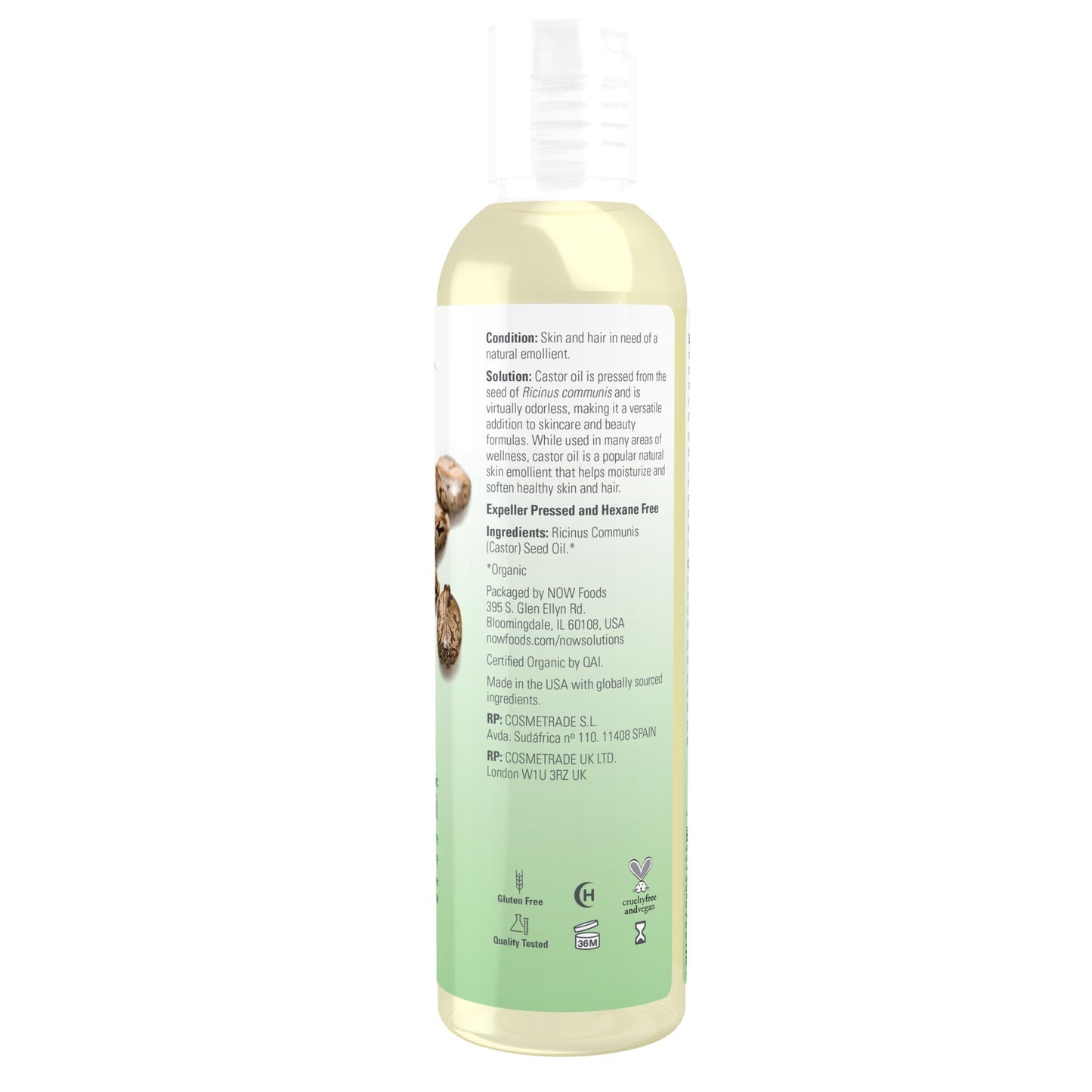 NOW Solutions Organic Castor Oil, 8-Ounce