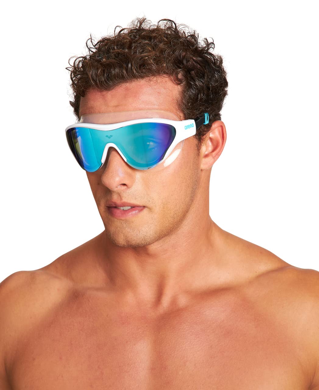 Arena The One Mask - anteojos de natación para Hombres y Mujeres, Azul/Blanco, Lente de Espejo