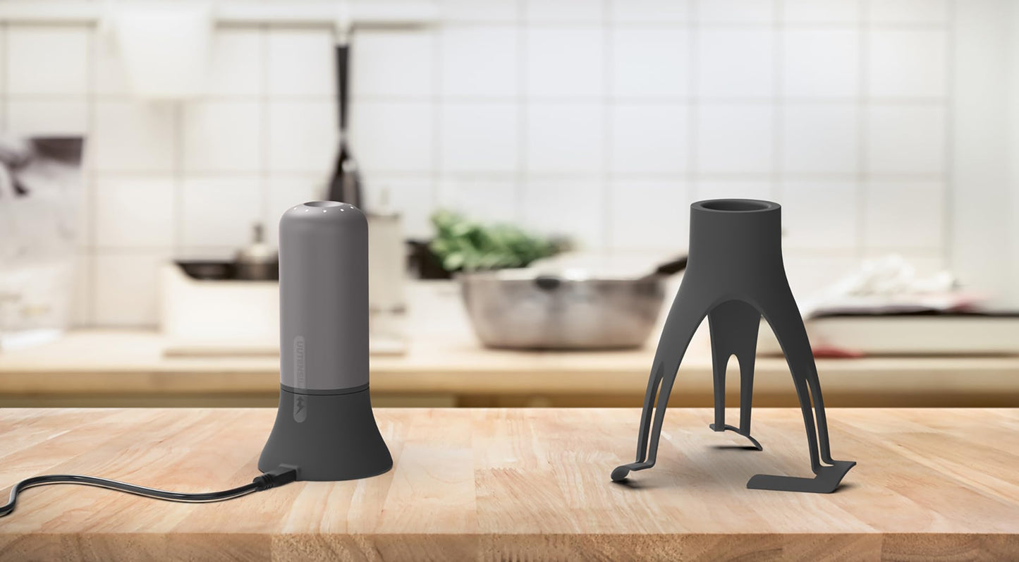 Agitador Automático Uutensil Gris con Temporizador y Soporte USB Recargable