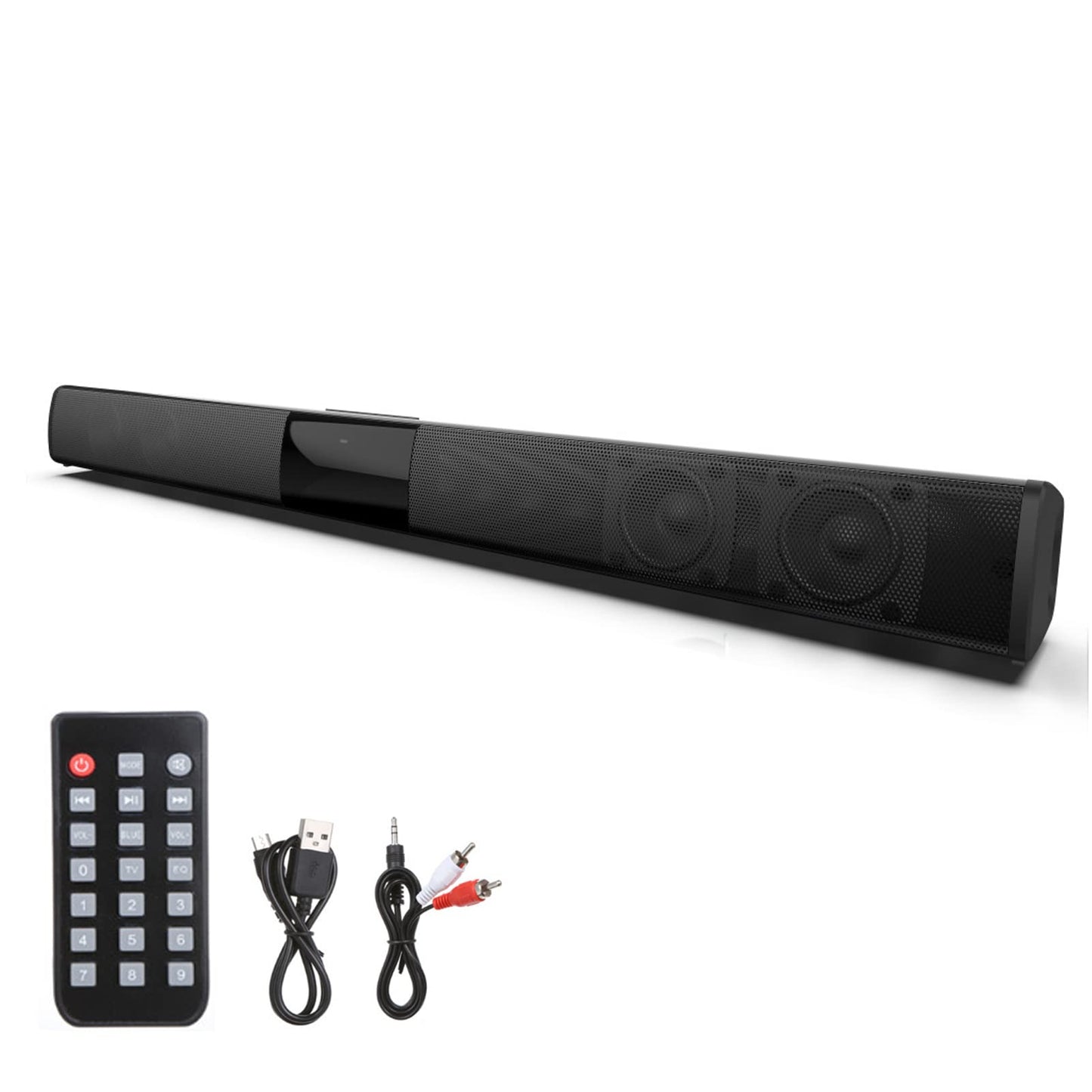 Ciglow Barra de Sonido de TV, Barra de Sonido Bluetooth Soporte de Altavoz inalámbrico Recargable Tarjeta TF Radio FM Altavoz inalámbrico de Sonido Envolvente para Cine en casa con Sonido Grave