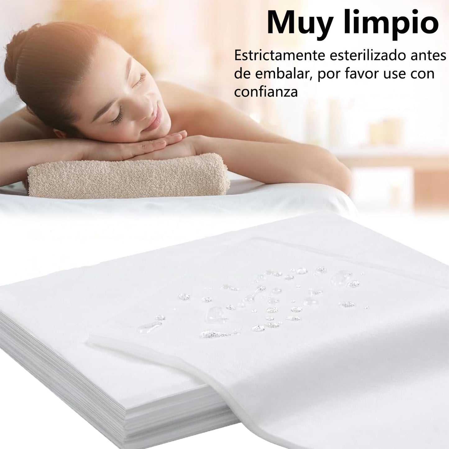 IOWHDS Sabanas desechables camilla masaje, 100 PCS Sabanas desechables cama hotel, Tela No Tejida,Transpirable,Suave, Sábanas desechables Blanco para SPA, Salón de Belleza, Hoteles(180cm*80cm)