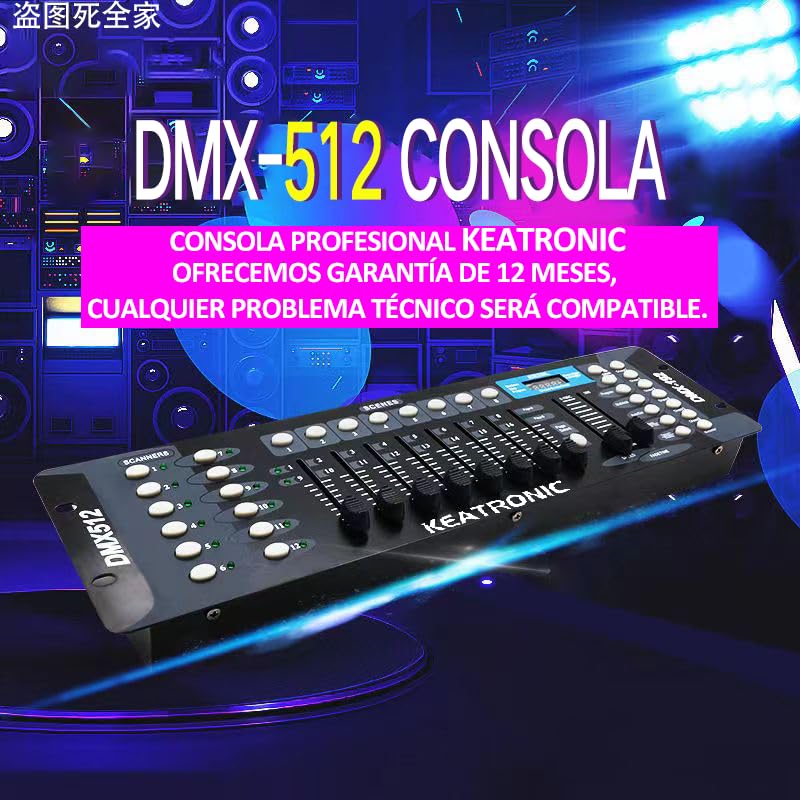 KEATRONIC Controlador Dmx 192 Canales Luces Dj Consola 512,Con Línea de señal metálica