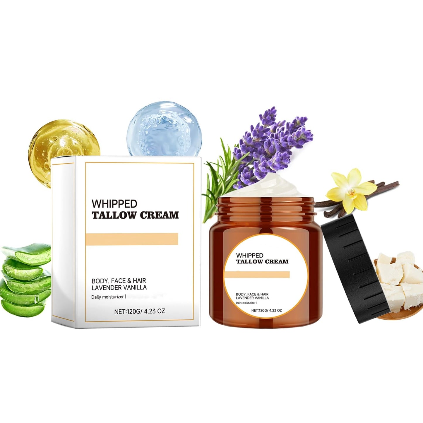 Crema Facial De Sebo De Res, BáLsamo De Sebo OrgáNico Y Miel, BáLsamo De Sebo Para El Cuidado Hidratante De La Piel Corporal (120G)