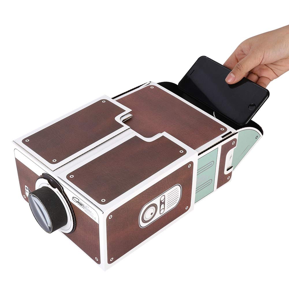 Qioni Mini Portátil Videoproyector de Cine en Casa Segunda Generación Proyector de Video para Video/Películas/Juegos/Cine en Casa DIY Inteligente Proyector para Teléfonos Móviles