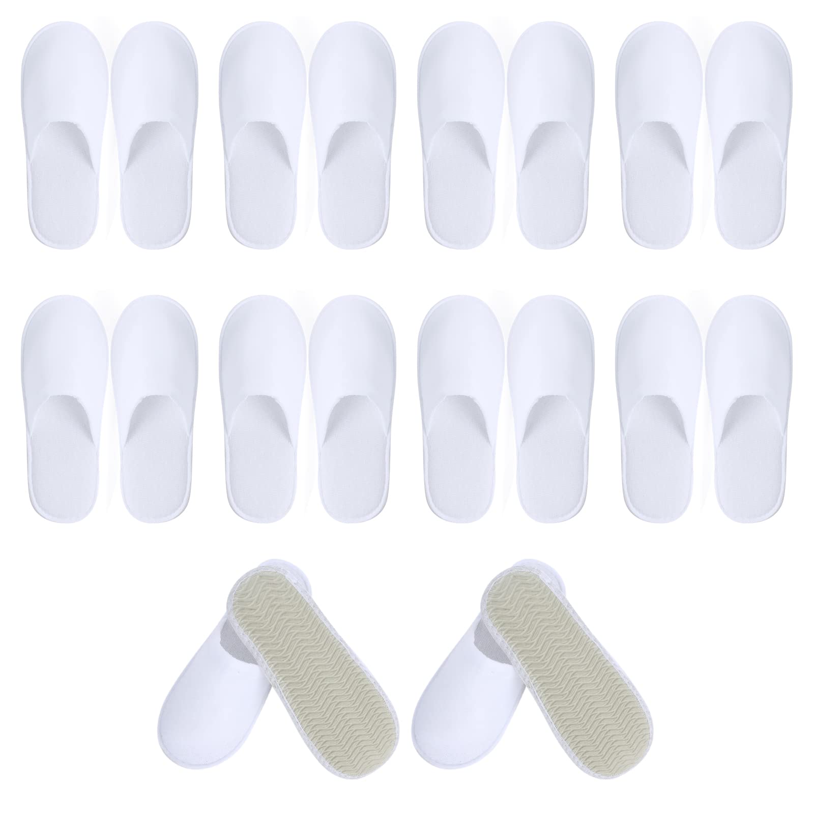 Pack de 10 Pares de Pantuflas Desechables para Spa - Cómodas y Antideslizantes - Ideal para Hogar, Viajes, Fiestas y Hoteles - Talla Única (Blanco)