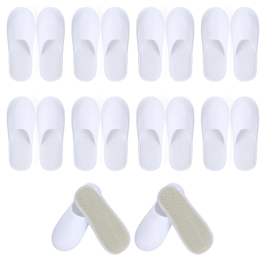 Pack de 10 Pares de Pantuflas Desechables para Spa - Cómodas y Antideslizantes - Ideal para Hogar, Viajes, Fiestas y Hoteles - Talla Única (Blanco)