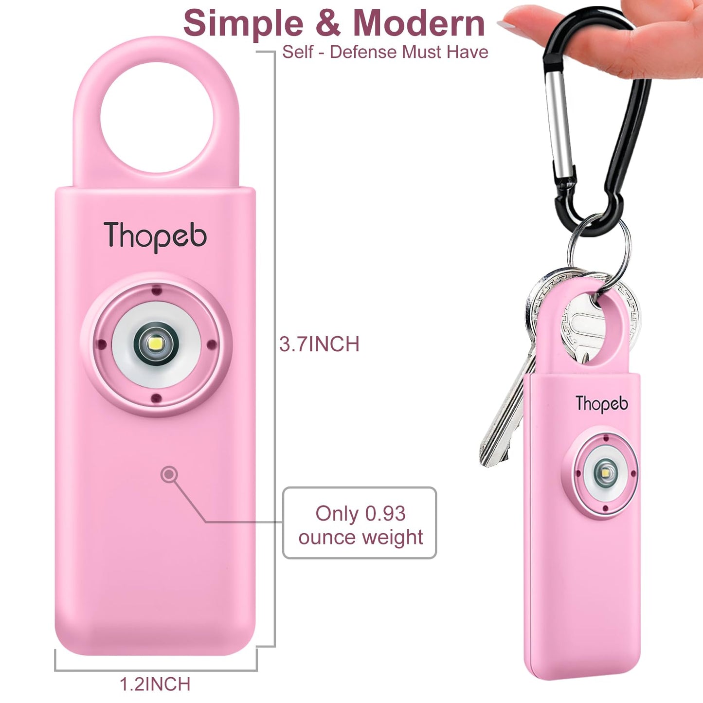 Alarma de Seguridad Personal para Mujer, Luz LED Estroboscópica, Sirena de 130 dB para Universidades