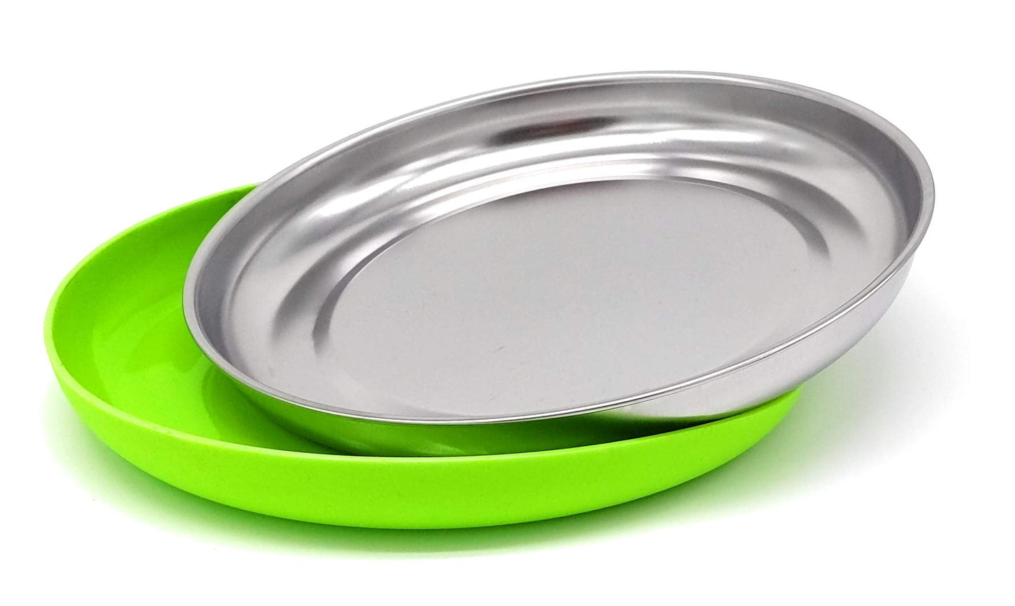 Platos de Acero Inoxidable WeeMoose Acero Inoxidable con Carcasa de Silicona para Bebés