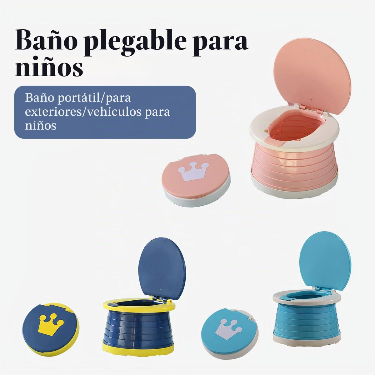 Orinal de viaje para niños pequeños, inodoro portátil y plegable, se aplica al asiento de emergencia para automóvil, campamento, al aire última intervensión, interior (rosa, pequeño)
