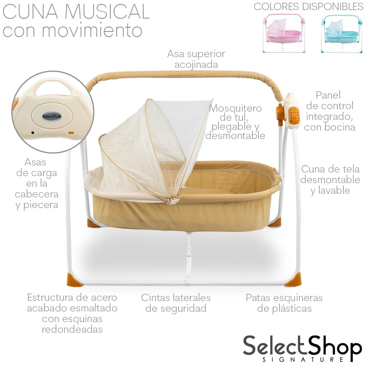 Cuna Mecedora Eléctrica SELECTSHOP Café para Bebé