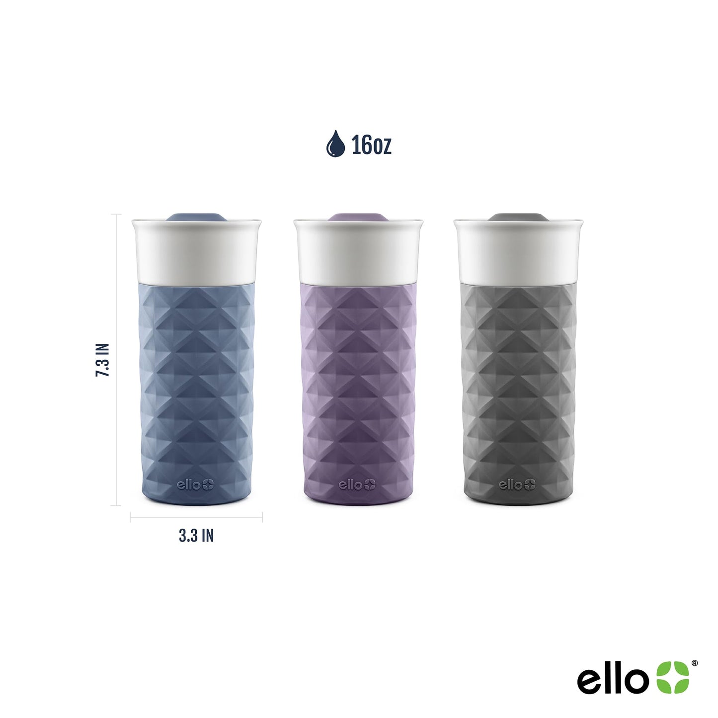 Ello Ogden BPA-Free Ceramic Travel Mug with Lid, Deep Purple, 16 oz
