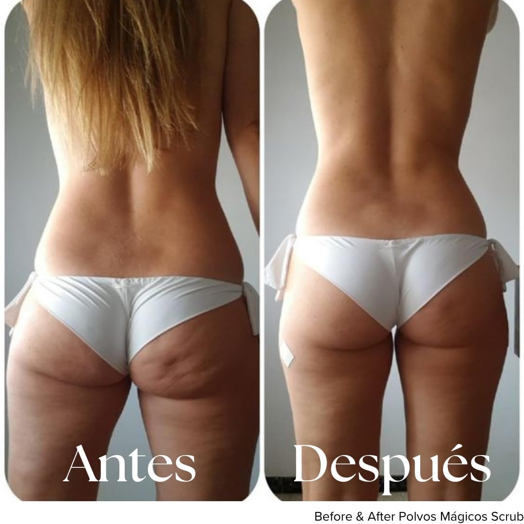 Exfoliante Corporal Polvos Mágicos Café Orgánico Aceite de Coco Anticelulitis y Estrías Bronceado Perfecto