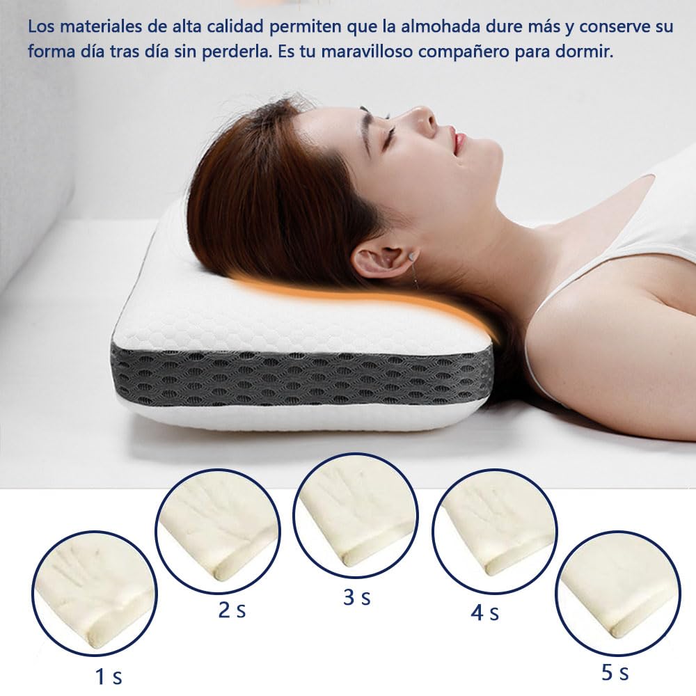 Almohada Microfibras de Espuma con Memoria Ergonómica - Memory Foam Pillow, Almohada para Dormir, Memory Foam y Microfibras, Almohada Cervical Antiácaros y Hipoalergénico, Lavable, 60 x 40CM, 1PCS