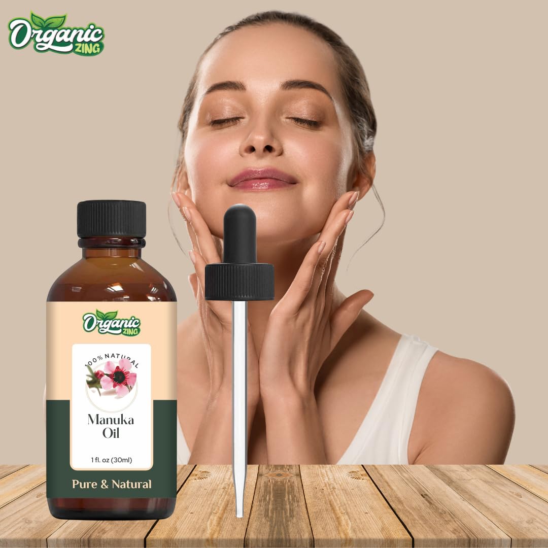 Organic Zing Manuka (Leptospermum scoparium) Oil | Pure & Natural Oil for Skin Care. Hair Care, Aroma & Diffusers- 30ml/1.01fl oz
