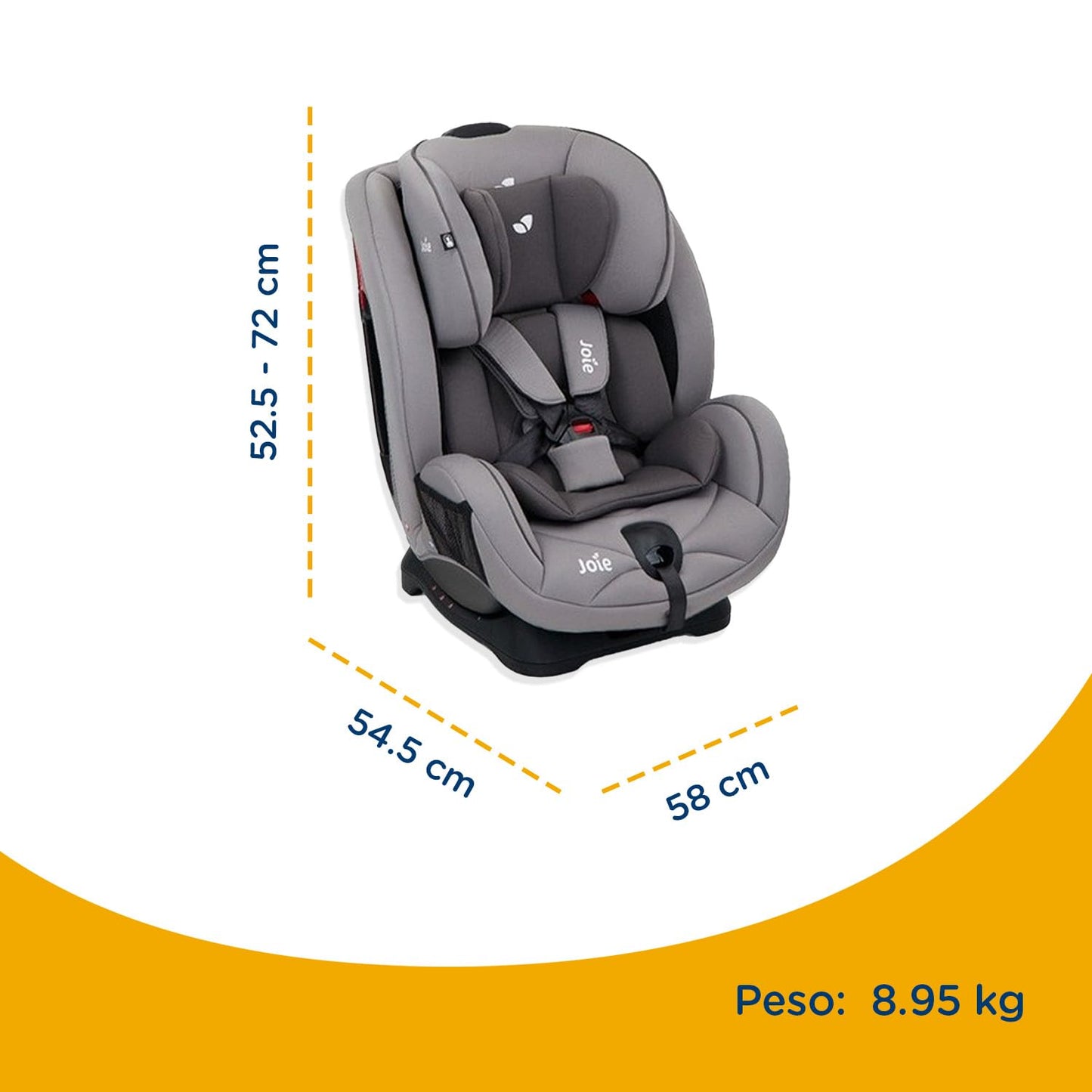 Joie Stages Autoasientos para Bebe - Asiento para Bebe Carro - Grow Together hasta 8 Años - Reversibe - Sistema contra Impactos Lateralesy de Reclinado - Booster Car Seat - Silla para Bebé Auto (Gris)
