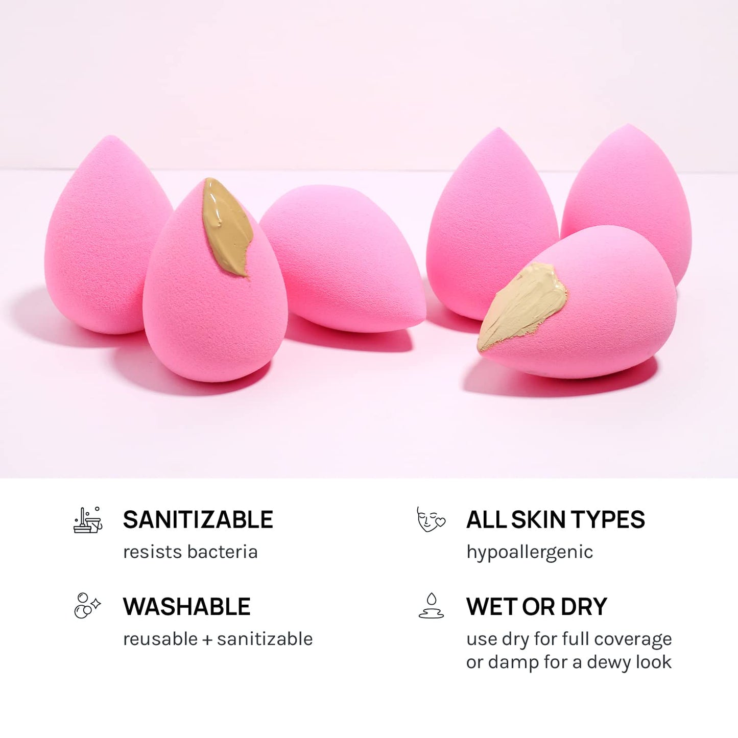 AOA STUDIO - Juego de 6 esponjas de maquillaje Collection Makeup, batidora de maquillaje sin látex y de alta definición para polvo, crema y líquido, supersuave, Wonder Blender Beauty Cosmetic