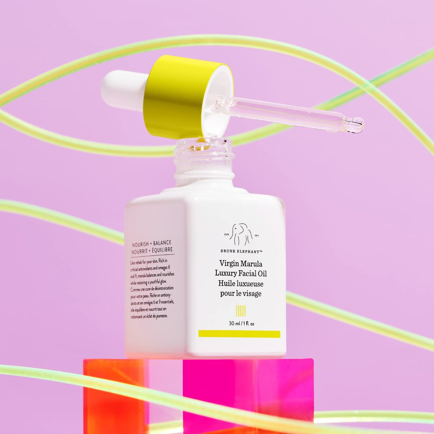 Drunk Elephant dúo hidratante completo con gel de hidratación intensiva B-Hydra (50 ml) y aceite facial de lujo Virgin Marula (30 ml)