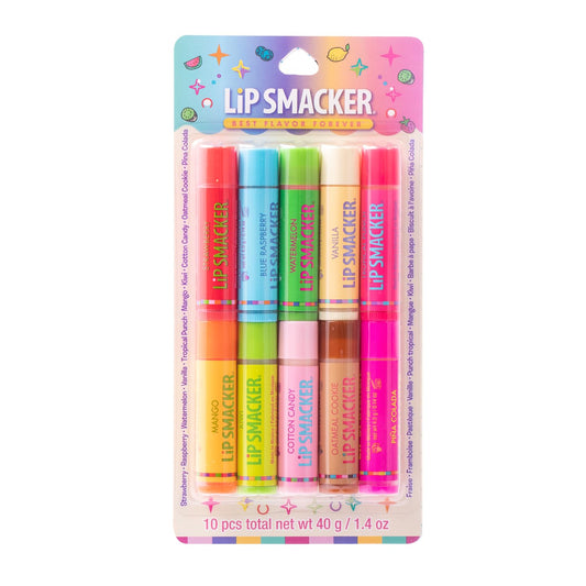 Pack de Bálsamos Labiales Lip Smacker Original & Best Oatmeal Cookie, Vanilla, Mango, Watermelon, Tropical Punch, Cotton Candy, Kiwi, Strawberry, Blue Raspberry, Pina Colada
