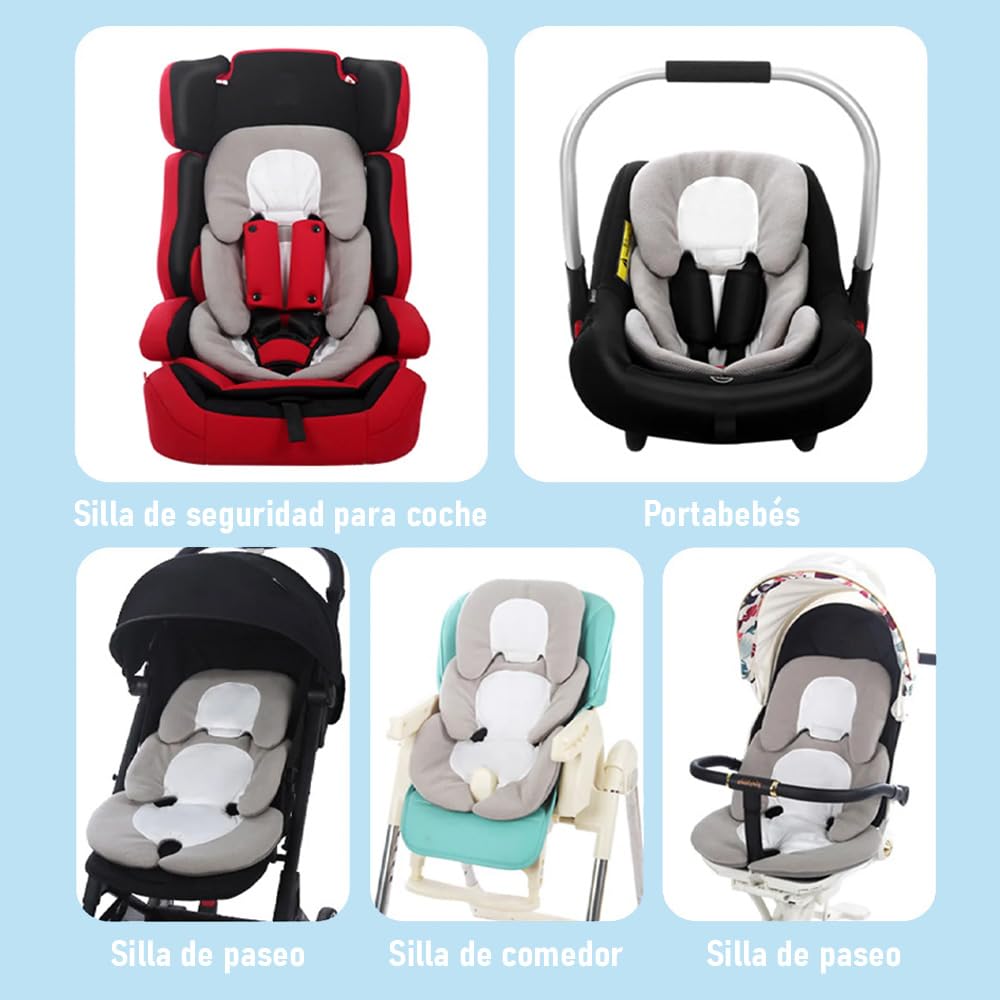 Reductor de silla de bebé, Cojín para Coche de Bebé, Diseño de doble cara para todo Año, transpirable y absorbe Sudor, soporte cómodo, Mayoría de los portadores, asientos, cochecitos adecuados.(Negro)