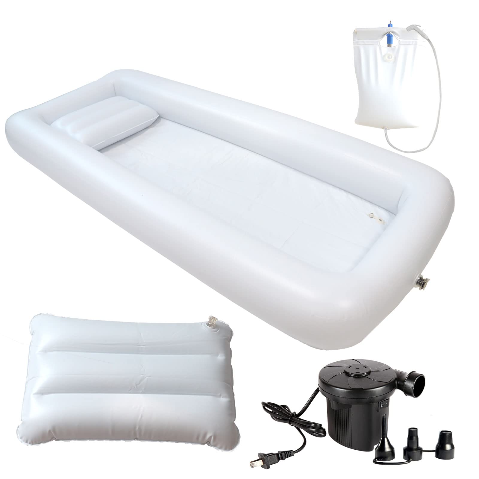 Bañera Inflable Médica Timisea Blanca con Bomba de Aire y Bolsa de Agua para Adultos