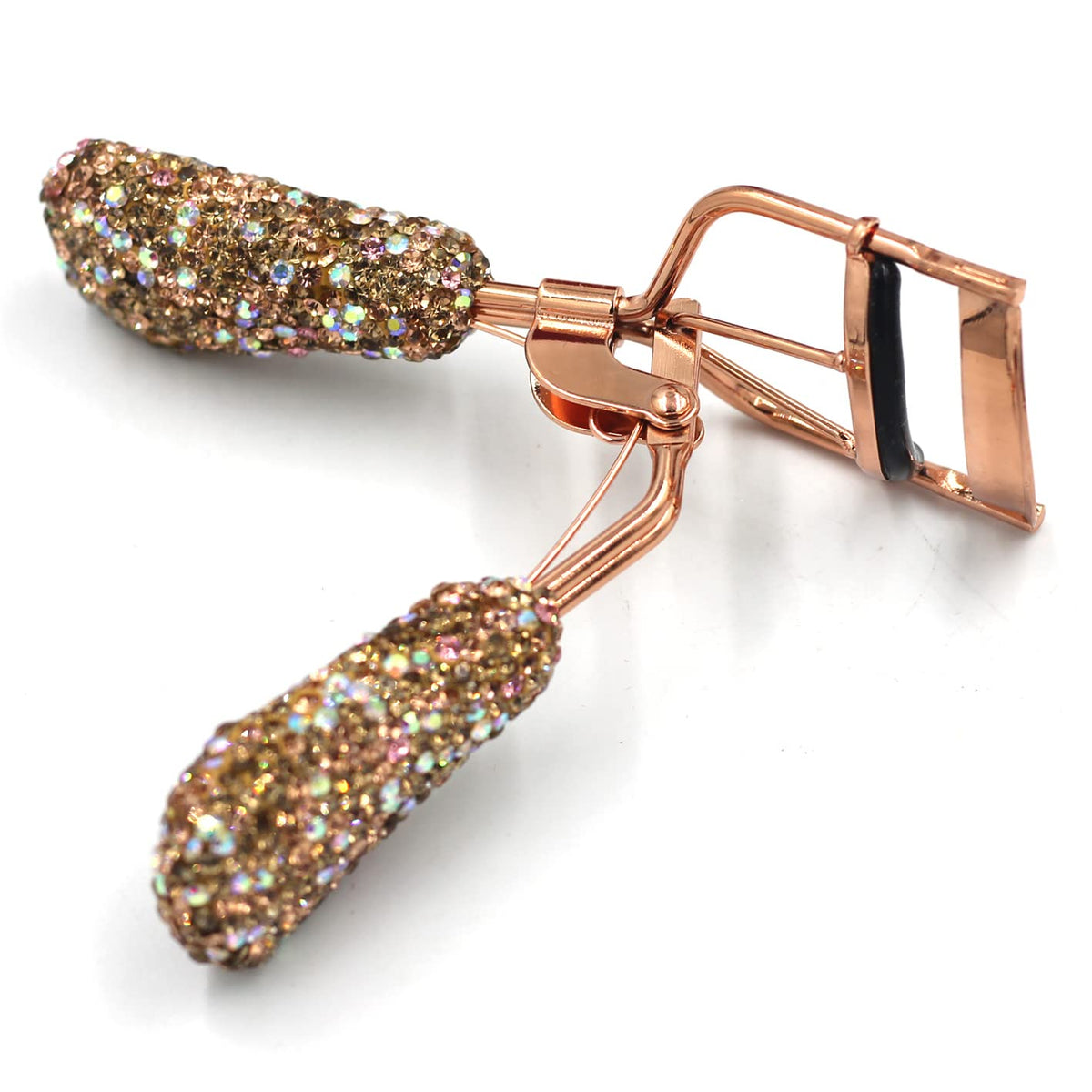 Bestbling Bling Maquillaje Rizador de Pestañas Con Almohadillas de Presión de Silicona de Recarga y Muelle Cargado para No Pellizcar O Tirar (Oro)