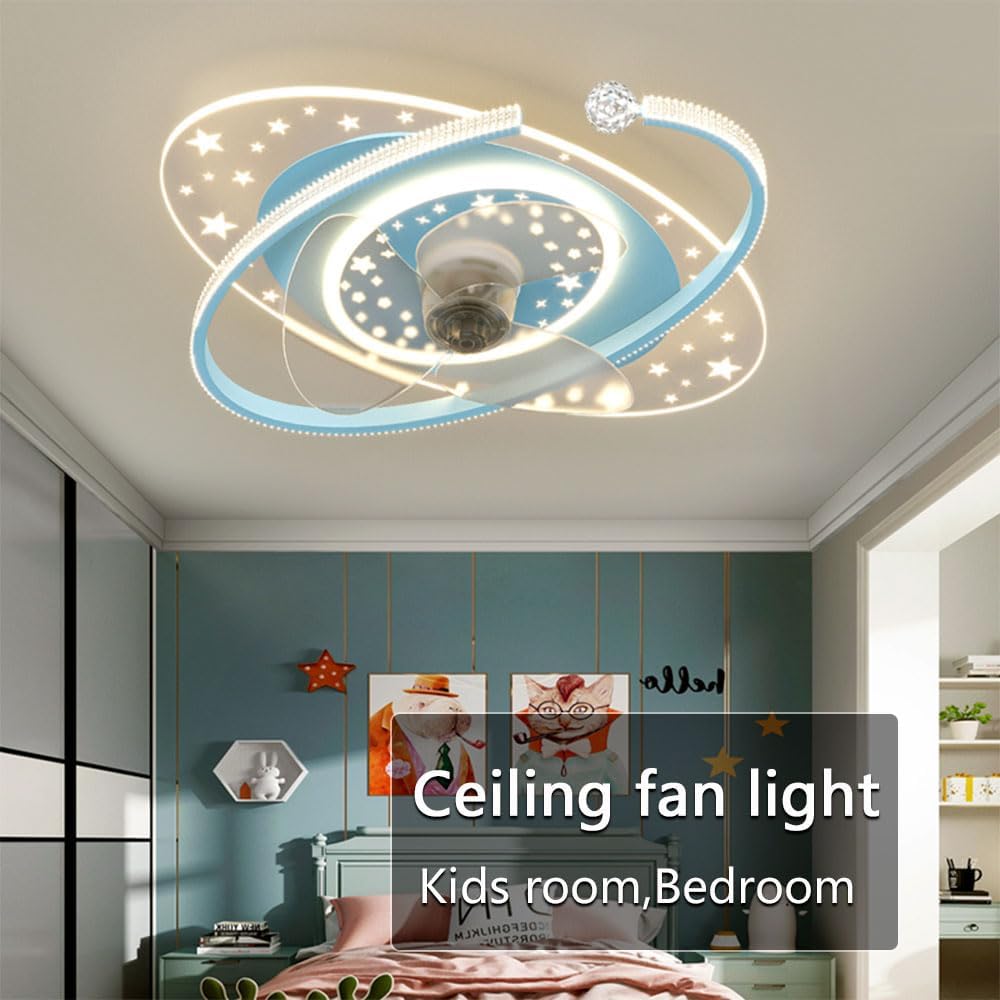 IBalody 48W LED Creative fan light interior 6 Speed Ventilador de techo con luz Habitación para niños Mute Fan Lighting Stepless Regulable Luz de techo con fan boy girl room