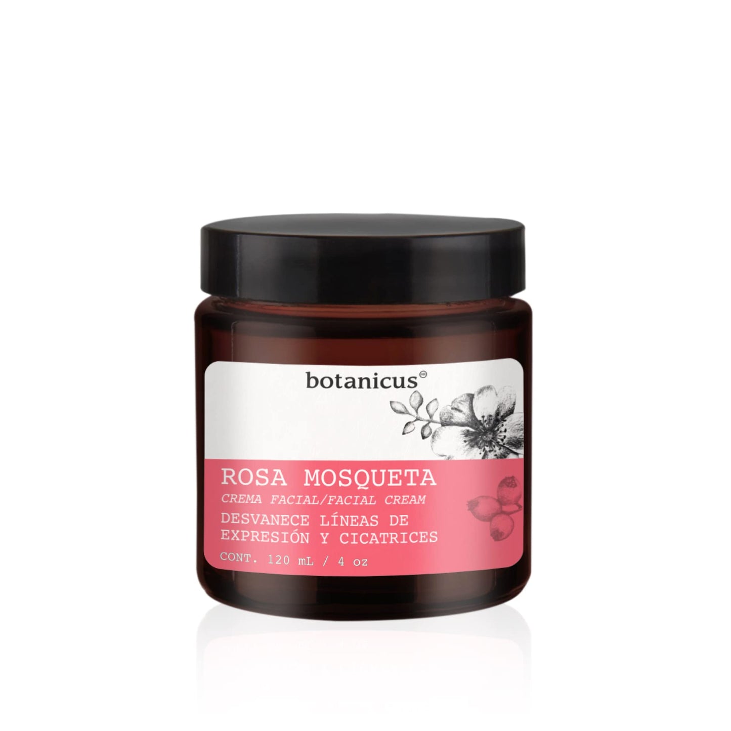 Crema Facial Hidratante Rosa Mosqueta 120 ml - BOTANICUS- Antiarrugas, Antiedad, Aclarante facial, Antimanchas Desvanece líneas de expresión y cicatrices- Para pieles maduras y pieles sensibles.