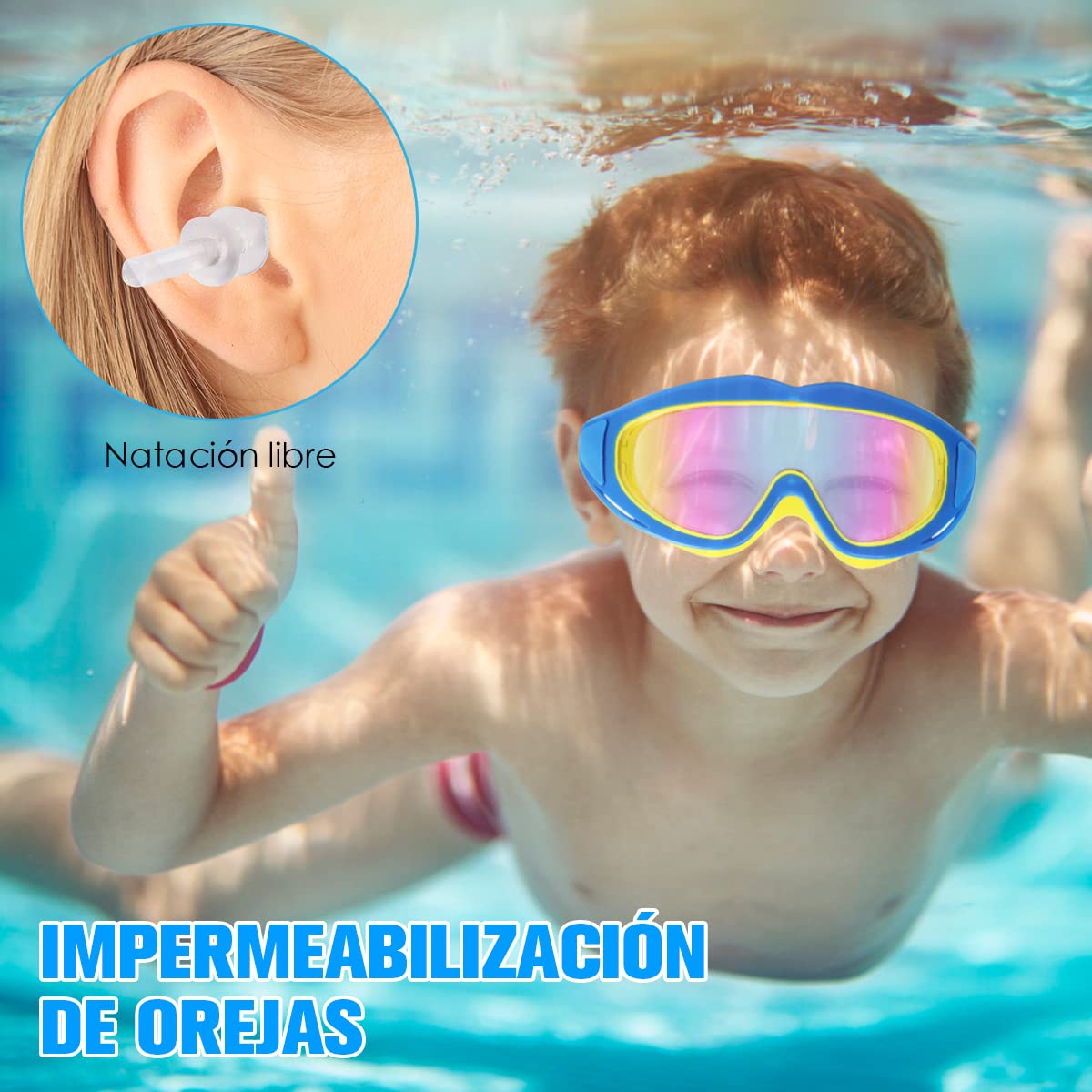 Gafas de Natación para Niños, Goggles para Niños, Gafas de Natación Antivaho y Antifugas, Anteojos de Natación Ajustables de Silicona, Protección UV, Adecuado para Niños y Niñas de 3 a 16 años