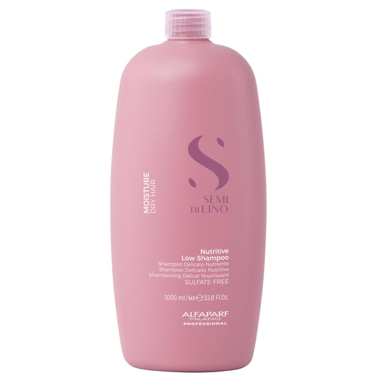 Champú Nutritivo sin sulfatos para Cabello Seco, sin Parabenos - Alfaparf Milano Semi Di Lino - 33.8 oz - Cuidado Profesional para Cabello Tratado con Color
