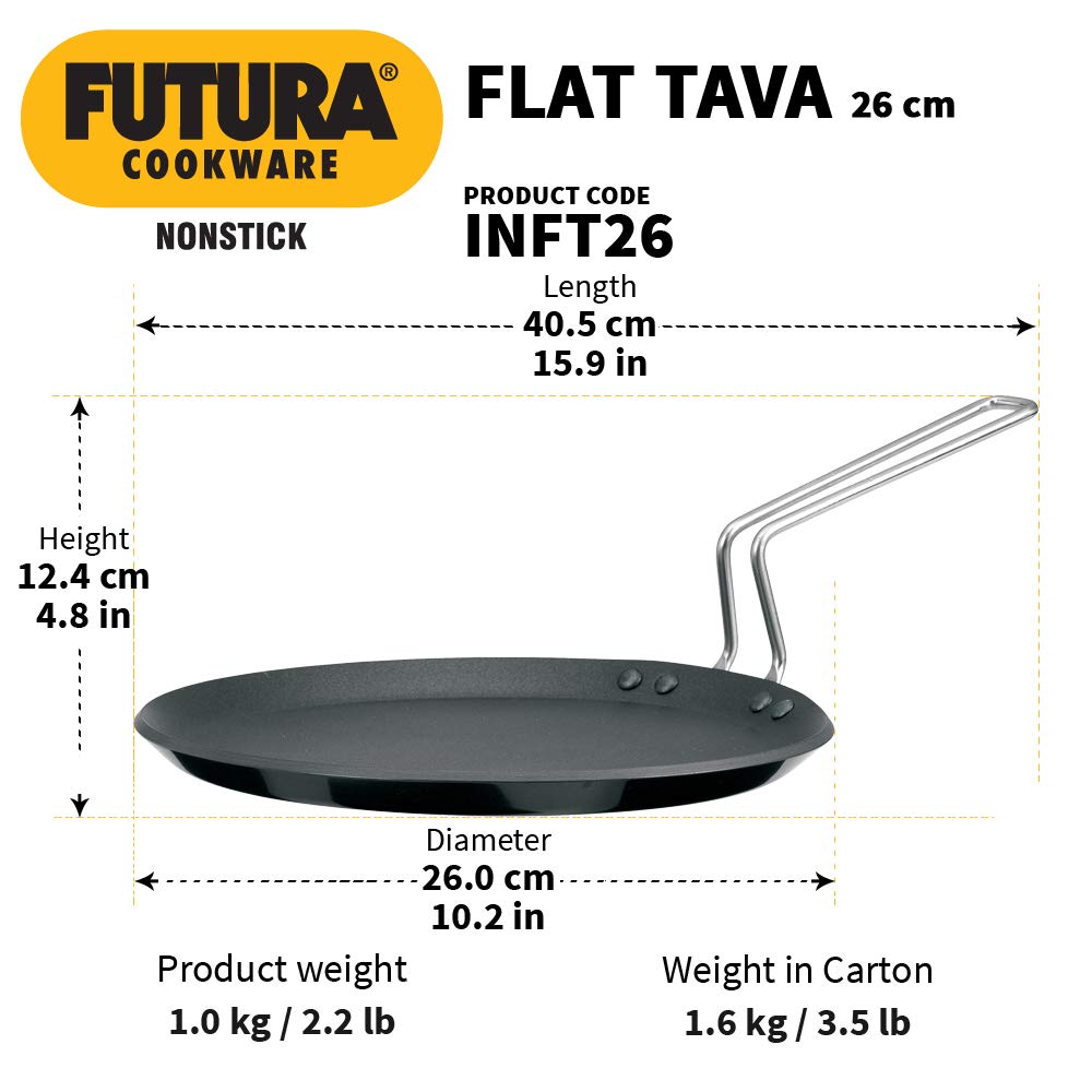 Hawkins Futura - Parrilla de tava plana antiadherente compatible con inducción, 10 pulgadas de inducción, color negro,