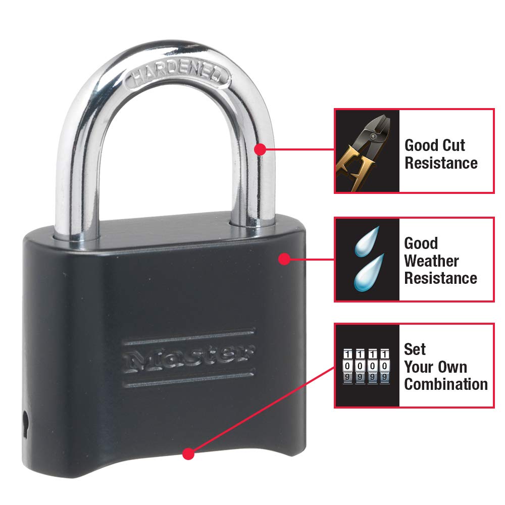 Master Lock 178D - Candado de combinación, 1 paquete, Negro
